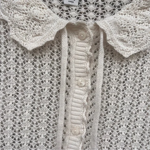 GAP x DOEN Linen-Blend Pointelle Cardigan in Chino Beige Size XS - Picture 5 of 12